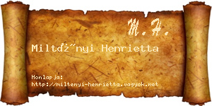 Miltényi Henrietta névjegykártya
